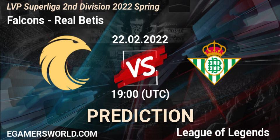 Prognose für das Spiel Falcons VS Real Betis. 22.02.2022 at 19:00. LoL - LVP Superliga 2nd Division 2022 Spring