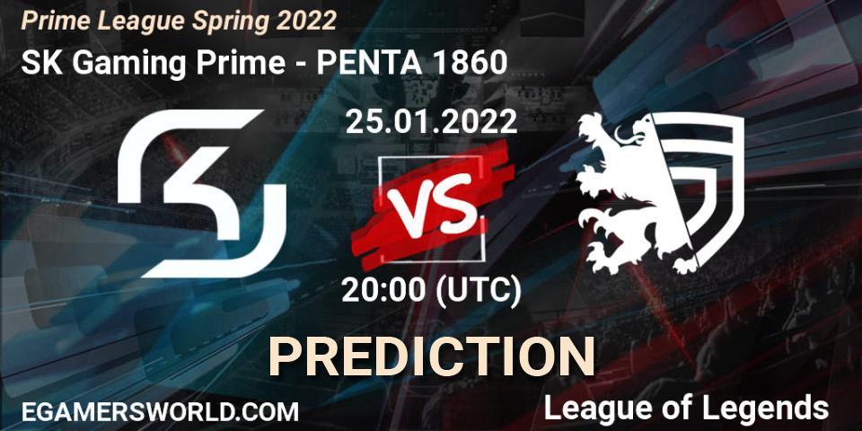 Prognose für das Spiel SK Gaming Prime VS PENTA 1860. 25.01.2022 at 20:00. LoL - Prime League Spring 2022