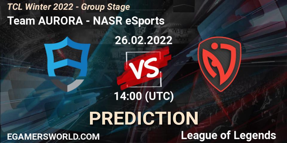 Prognose für das Spiel Team AURORA VS NASR eSports. 26.02.22. LoL - TCL Winter 2022 - Group Stage