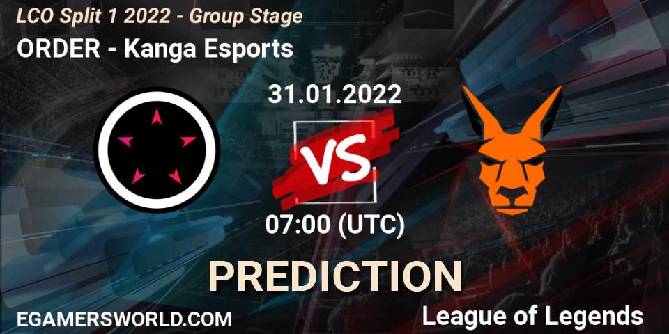 Prognose für das Spiel ORDER VS Kanga Esports. 31.01.22. LoL - LCO Split 1 2022 - Group Stage 