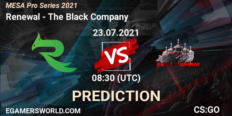 Prognose für das Spiel Renewal VS The Black Company. 23.07.2021 at 08:30. Counter-Strike (CS2) - MESA Pro Series 2021