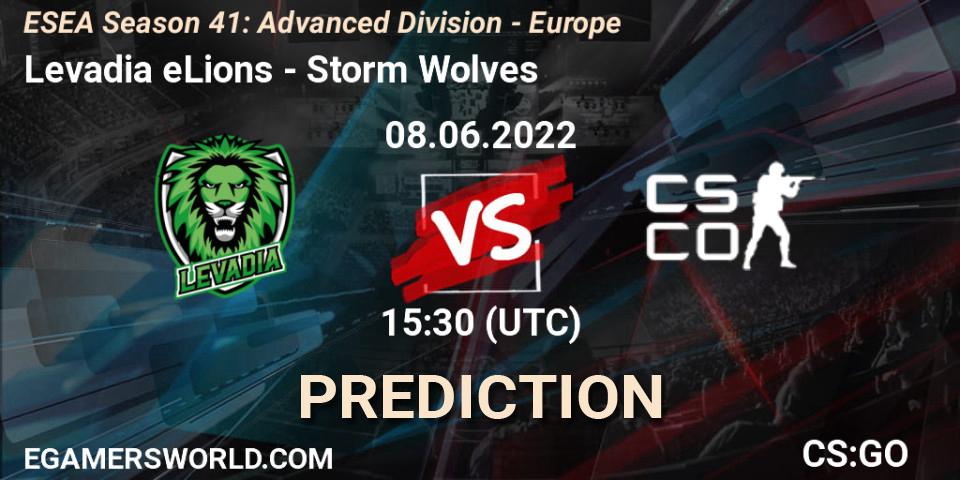 Prognose für das Spiel Levadia eLions VS Storm Wolves. 08.06.2022 at 15:30. Counter-Strike (CS2) - ESEA Season 41: Advanced Division - Europe