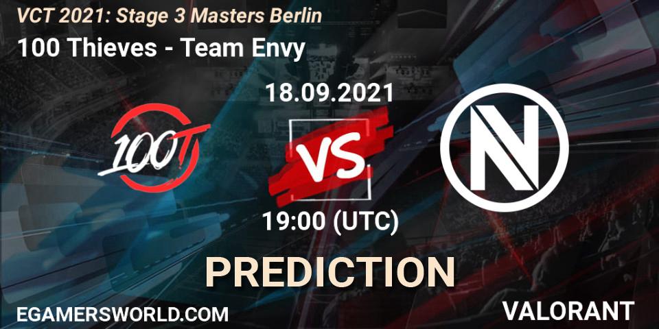Prognose für das Spiel 100 Thieves VS Team Envy. 18.09.2021 at 19:00. VALORANT - VCT 2021: Stage 3 Masters Berlin