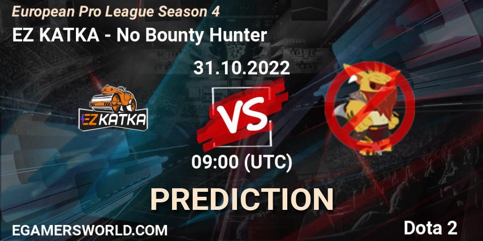 Prognose für das Spiel EZ KATKA VS No Bounty Hunter. 10.11.2022 at 16:00. Dota 2 - European Pro League Season 4