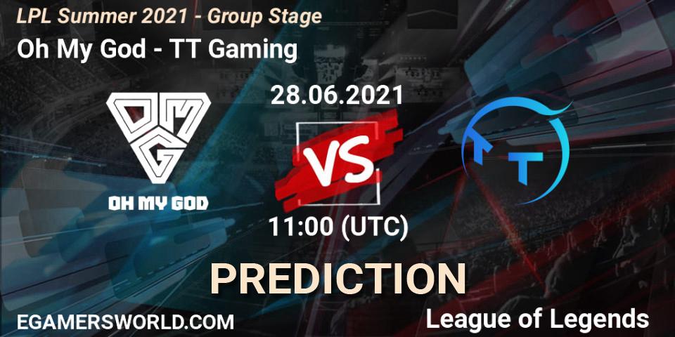 Prognose für das Spiel Oh My God VS TT Gaming. 28.06.2021 at 11:00. LoL - LPL Summer 2021 - Group Stage