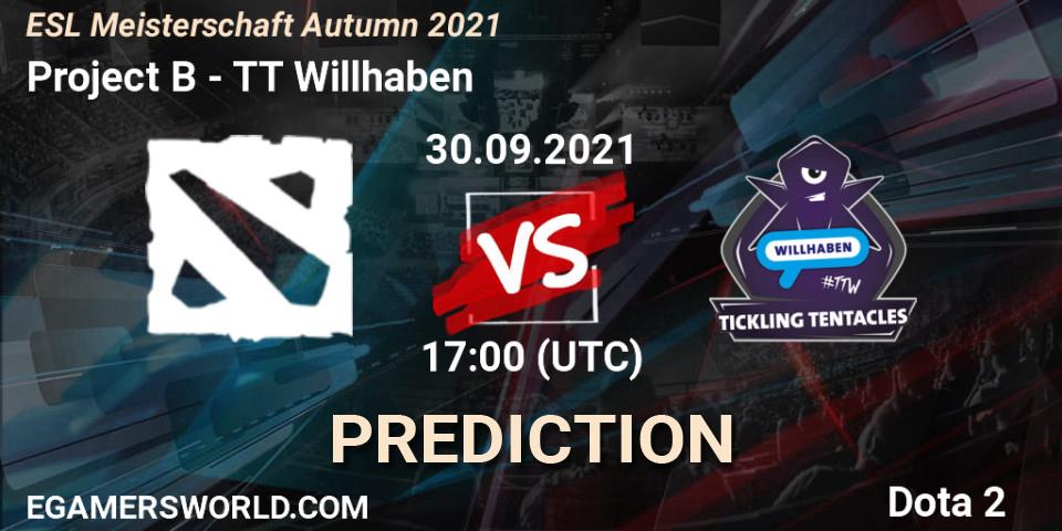 Prognose für das Spiel Project B VS TT Willhaben. 30.09.2021 at 17:02. Dota 2 - ESL Meisterschaft Autumn 2021