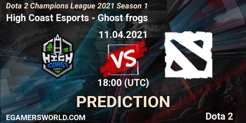 Prognose für das Spiel High Coast Esports VS Ghost frogs. 11.04.2021 at 16:15. Dota 2 - Dota 2 Champions League 2021 Season 1