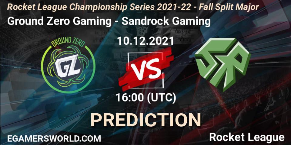 Prognose für das Spiel Ground Zero Gaming VS Sandrock Gaming. 10.12.21. Rocket League - RLCS 2021-22 - Fall Split Major