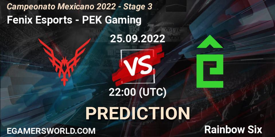 Prognose für das Spiel Fenix Esports VS PÊEK Gaming. 25.09.2022 at 22:00. Rainbow Six - Campeonato Mexicano 2022 - Stage 3
