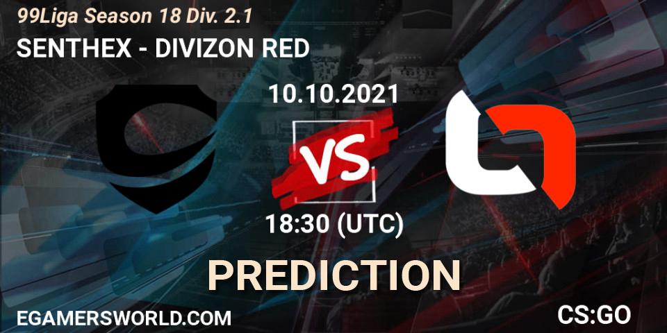 Prognose für das Spiel SENTHEX VS DIVIZON RED. 10.10.2021 at 18:30. Counter-Strike (CS2) - 99Liga Season 18 Div. 2.1