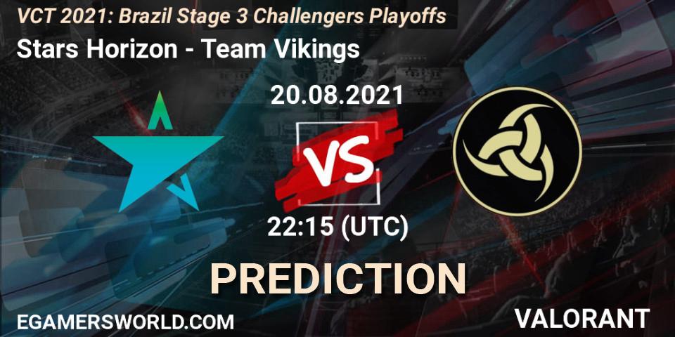Prognose für das Spiel Stars Horizon VS Team Vikings. 20.08.2021 at 23:00. VALORANT - VCT 2021: Brazil Stage 3 Challengers Playoffs