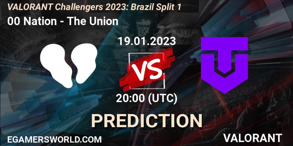 Prognose für das Spiel 00 Nation VS The Union. 19.01.23. VALORANT - VALORANT Challengers 2023: Brazil Split 1
