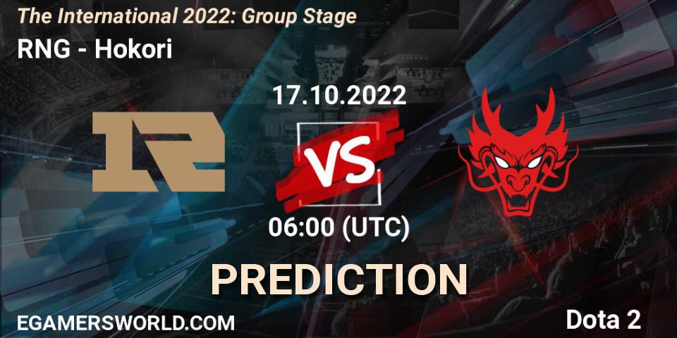 Prognose für das Spiel RNG VS Hokori. 17.10.22. Dota 2 - The International 2022: Group Stage