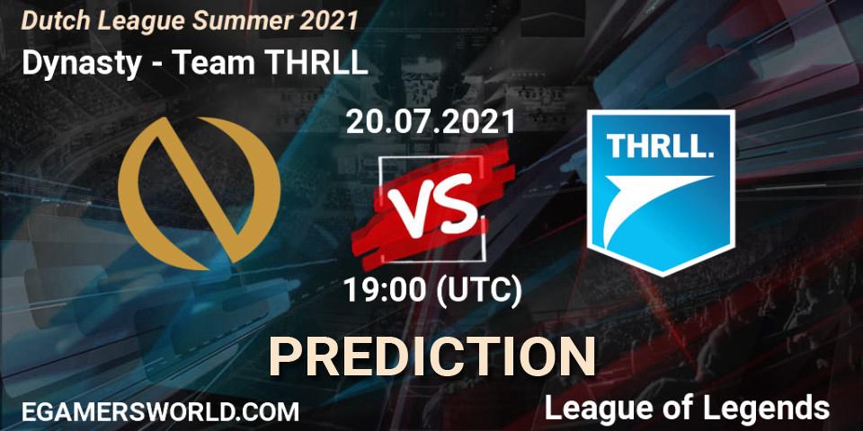 Prognose für das Spiel Dynasty VS Team THRLL. 20.07.2021 at 19:00. LoL - Dutch League Summer 2021