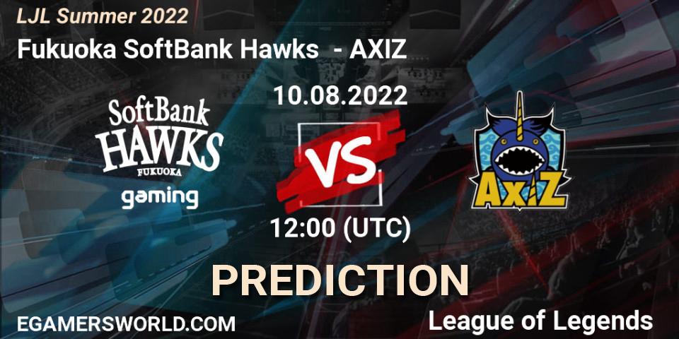 Prognose für das Spiel Fukuoka SoftBank Hawks VS AXIZ. 10.08.22. LoL - LJL Summer 2022