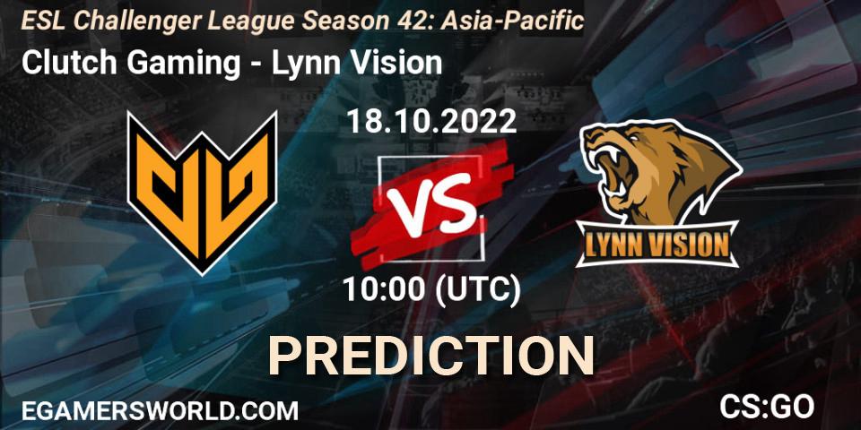 Prognose für das Spiel Clutch Gaming VS Lynn Vision. 18.10.22. CS2 (CS:GO) - ESL Challenger League Season 42: Asia-Pacific