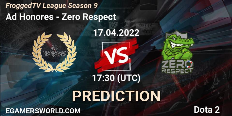 Prognose für das Spiel Ad Honores VS Zero Respect. 17.04.2022 at 17:30. Dota 2 - FroggedTV League Season 9