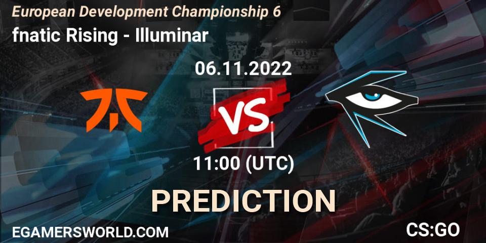 Prognose für das Spiel fnatic Rising VS Illuminar. 06.11.2022 at 11:20. Counter-Strike (CS2) - European Development Championship Season 6