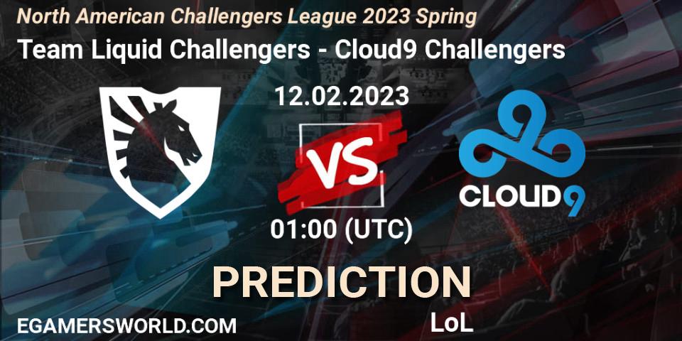 Prognose für das Spiel Team Liquid Challengers VS Cloud9 Challengers. 12.02.23. LoL - NACL 2023 Spring - Group Stage