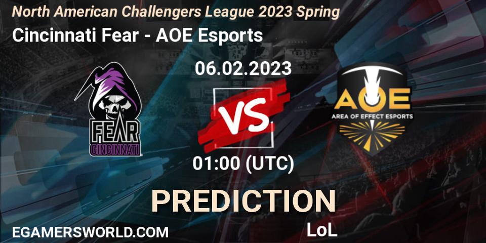 Prognose für das Spiel Cincinnati Fear VS AOE Esports. 06.02.23. LoL - NACL 2023 Spring - Group Stage