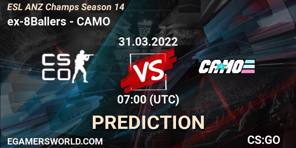 Prognose für das Spiel ex-8Ballers VS CAMO. 31.03.22. CS2 (CS:GO) - ESL ANZ Champs Season 14