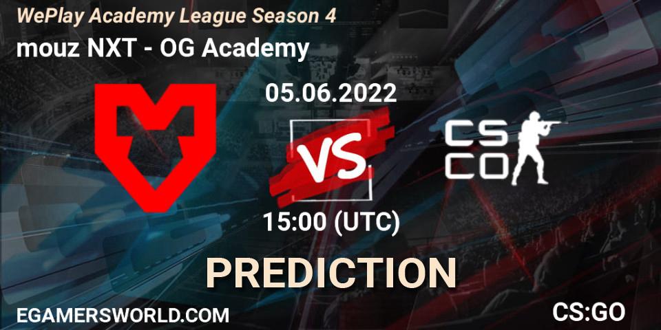 Prognose für das Spiel mouz NXT VS OG Academy. 05.06.2022 at 15:00. Counter-Strike (CS2) - WePlay Academy League Season 4