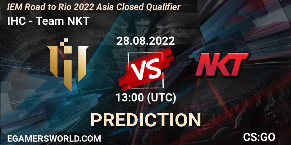 Prognose für das Spiel IHC VS Team NKT. 28.08.2022 at 13:00. Counter-Strike (CS2) - IEM Road to Rio 2022 Asia Closed Qualifier
