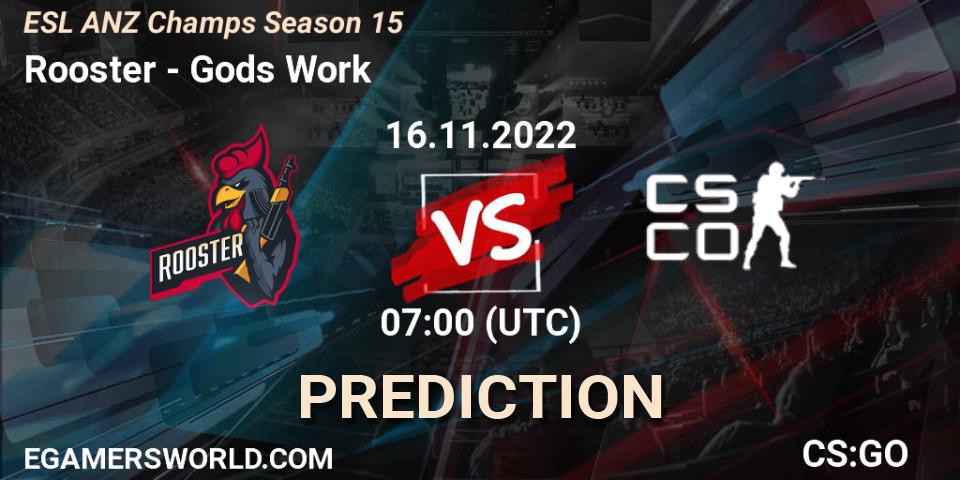 Prognose für das Spiel Rooster VS Gods Work. 16.11.22. CS2 (CS:GO) - ESL ANZ Champs Season 15