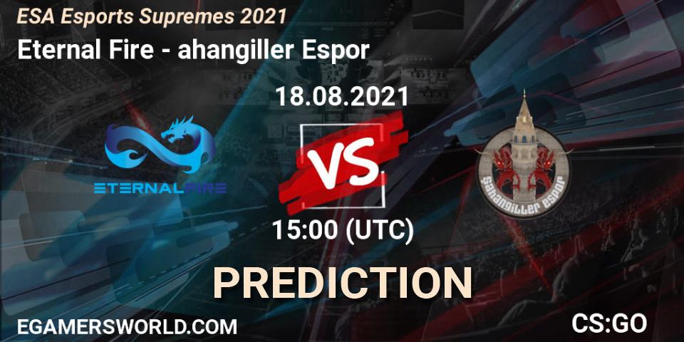 Prognose für das Spiel Eternal Fire VS Şahangiller Espor. 18.08.2021 at 15:10. Counter-Strike (CS2) - ESA Esports Supremes 2021