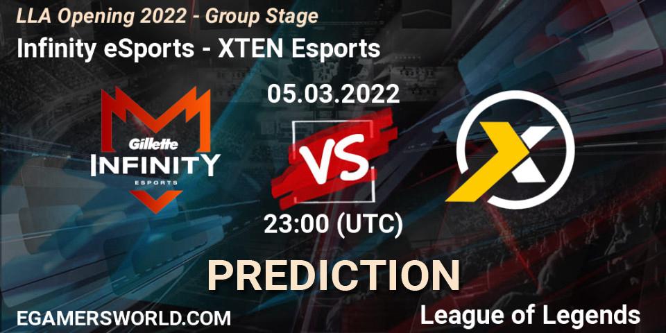 Prognose für das Spiel Infinity eSports VS XTEN Esports. 05.03.22. LoL - LLA Opening 2022 - Group Stage