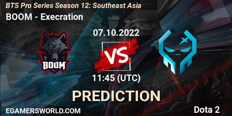 Prognose für das Spiel BOOM VS Execration. 07.10.2022 at 11:42. Dota 2 - BTS Pro Series Season 12: Southeast Asia