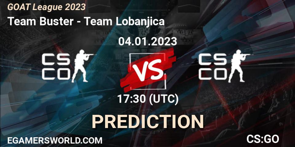 Prognose für das Spiel Team Buster VS Team Lobanjica. 04.01.2023 at 17:30. Counter-Strike (CS2) - GOAT League 2023