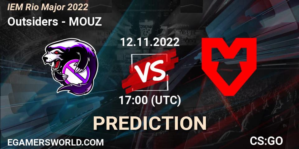 Prognose für das Spiel Outsiders VS MOUZ. 12.11.2022 at 17:00. Counter-Strike (CS2) - IEM Rio Major 2022