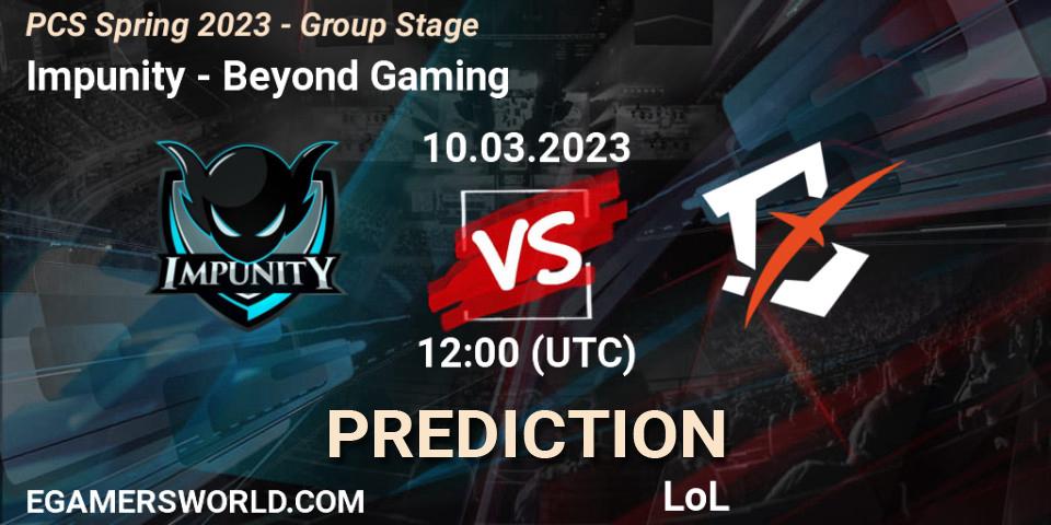Prognose für das Spiel Impunity VS Beyond Gaming. 18.02.23. LoL - PCS Spring 2023 - Group Stage