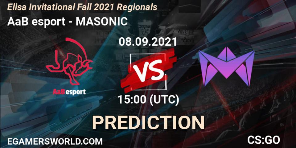 Prognose für das Spiel AaB esport VS MASONIC. 08.09.2021 at 15:00. Counter-Strike (CS2) - Elisa Invitational Fall 2021 Regionals