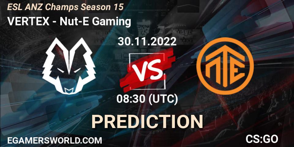 Prognose für das Spiel VERTEX VS Nut-E Gaming. 30.11.22. CS2 (CS:GO) - ESL ANZ Champs Season 15