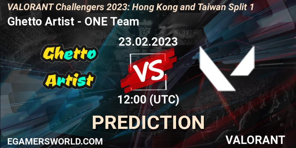 Prognose für das Spiel Ghetto Artist VS ONE Team. 23.02.23. VALORANT - VALORANT Challengers 2023: Hong Kong and Taiwan Split 1