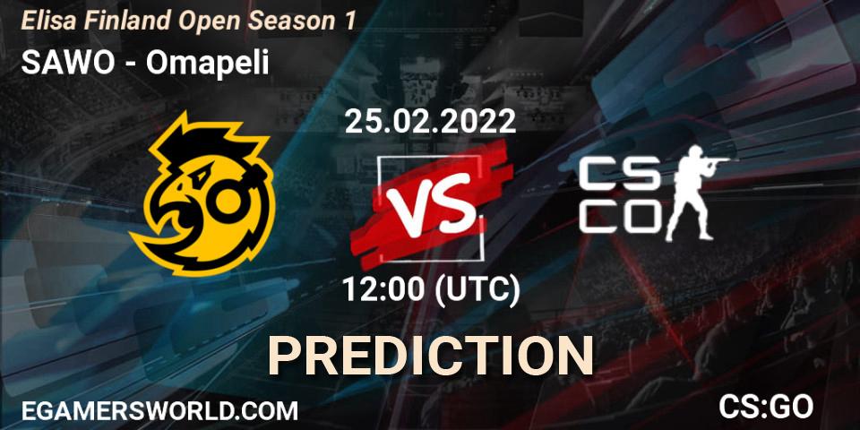 Prognose für das Spiel SAWO VS OMAPELI. 25.02.22. CS2 (CS:GO) - Elisa Finland Open Season 1