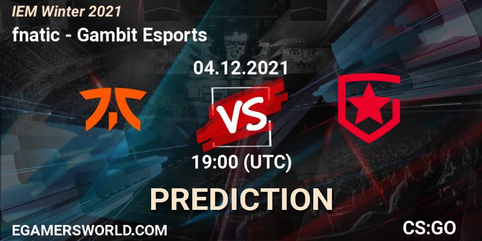 Prognose für das Spiel fnatic VS Gambit Esports. 04.12.21. CS2 (CS:GO) - IEM Winter 2021