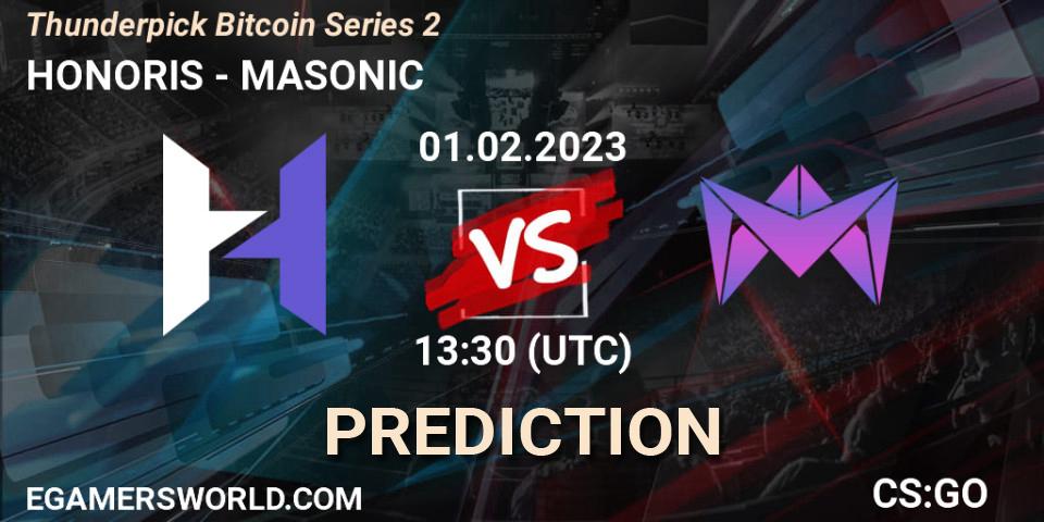 Prognose für das Spiel HONORIS VS MASONIC. 01.02.23. CS2 (CS:GO) - Thunderpick Bitcoin Series 2