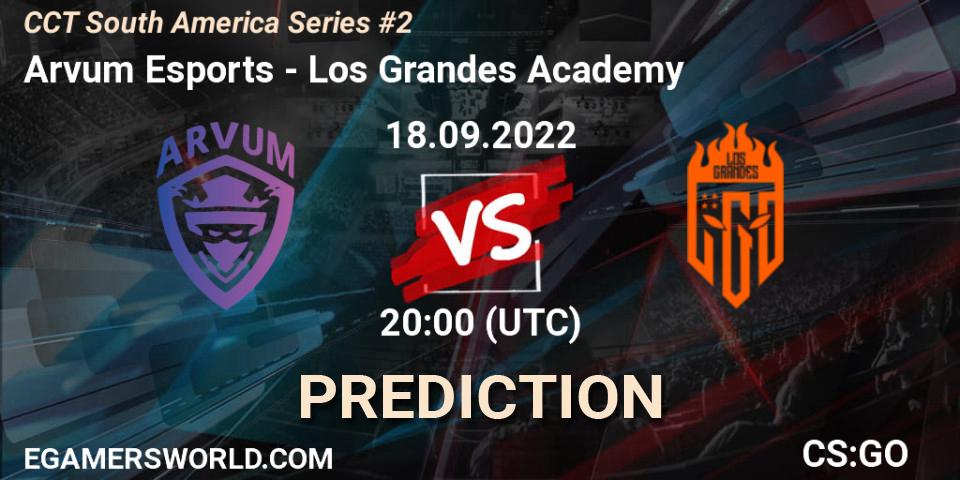 Prognose für das Spiel Arvum Esports VS Los Grandes Academy. 18.09.2022 at 21:10. Counter-Strike (CS2) - CCT South America Series #2