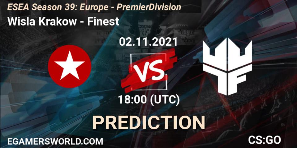 Prognose für das Spiel Wisla Krakow VS Finest. 02.11.2021 at 18:00. Counter-Strike (CS2) - ESEA Season 39: Europe - Premier Division