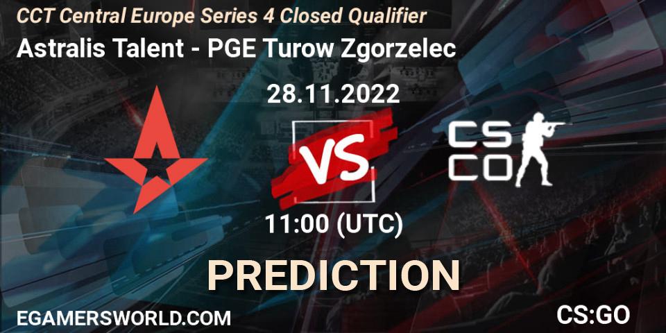 Prognose für das Spiel Astralis Talent VS PGE Turow Zgorzelec. 28.11.22. CS2 (CS:GO) - CCT Central Europe Series 4 Closed Qualifier