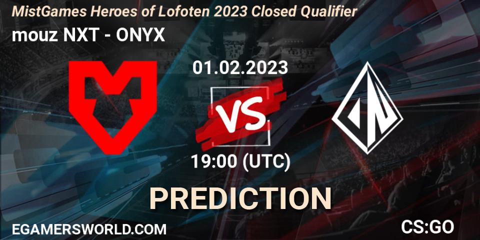 Prognose für das Spiel mouz NXT VS ONYX. 01.02.23. CS2 (CS:GO) - MistGames Heroes of Lofoten: Closed Qualifier