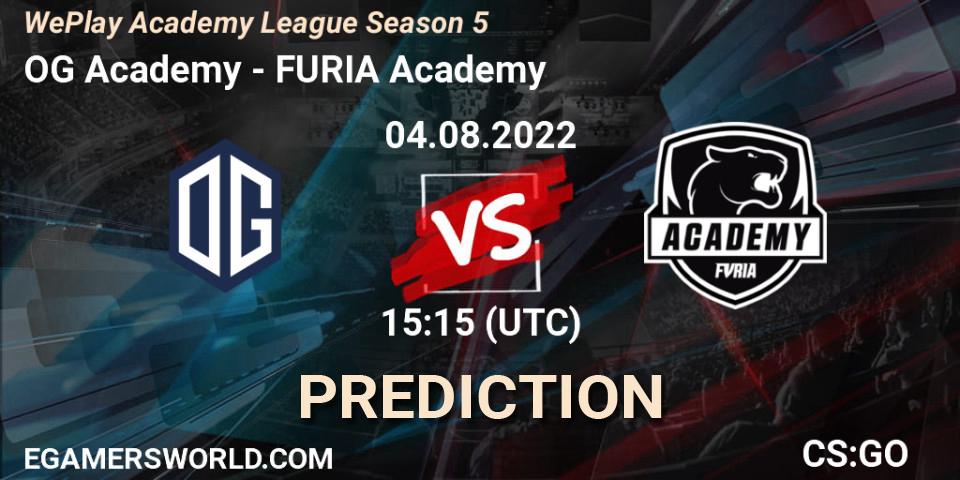 Prognose für das Spiel OG Academy VS FURIA Academy. 04.08.2022 at 14:55. Counter-Strike (CS2) - WePlay Academy League Season 5