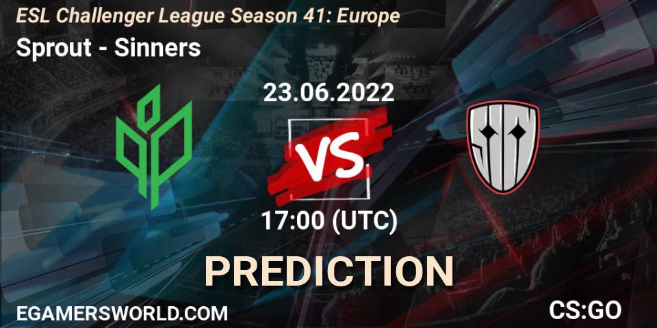 Prognose für das Spiel Sprout VS Sinners. 23.06.2022 at 17:05. Counter-Strike (CS2) - ESL Challenger League Season 41: Europe