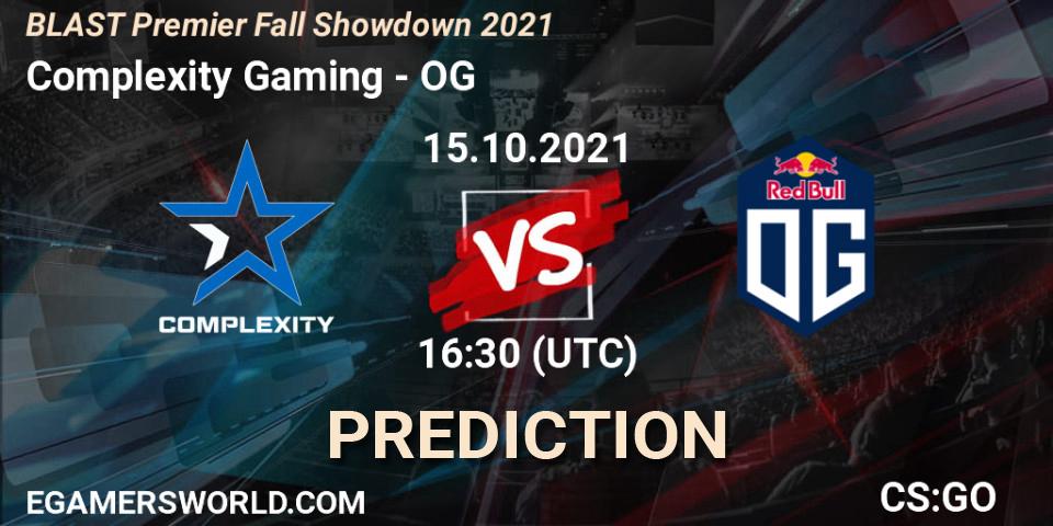 Prognose für das Spiel Complexity Gaming VS OG. 15.10.21. CS2 (CS:GO) - BLAST Premier Fall Showdown 2021