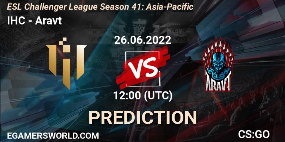 Prognose für das Spiel IHC VS Aravt. 26.06.2022 at 12:00. Counter-Strike (CS2) - ESL Challenger League Season 41: Asia-Pacific