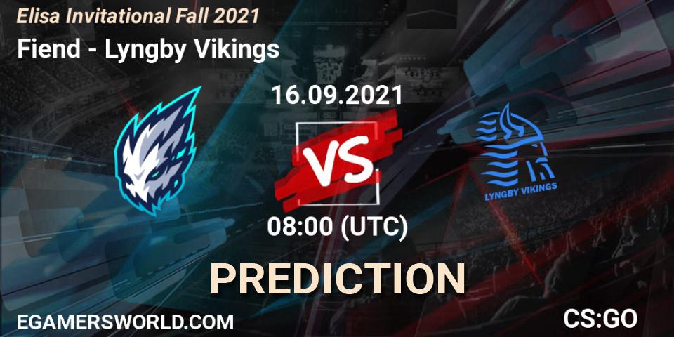 Prognose für das Spiel Team Fiend VS Lyngby Vikings. 16.09.2021 at 08:00. Counter-Strike (CS2) - Elisa Invitational Fall 2021
