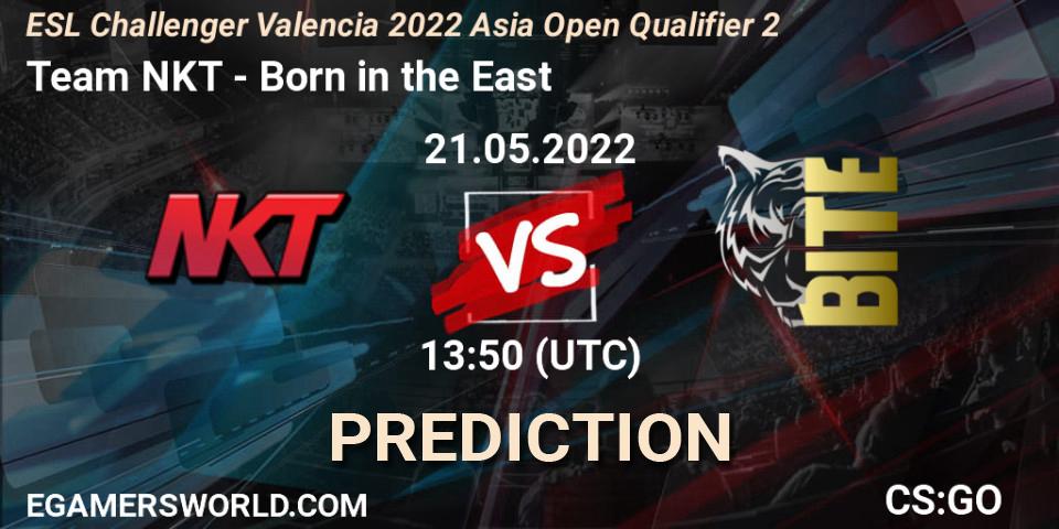 Prognose für das Spiel Team NKT VS Born in the East. 21.05.2022 at 13:50. Counter-Strike (CS2) - ESL Challenger Valencia 2022 Asia Open Qualifier 2